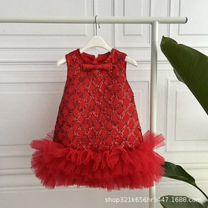 <span class=keywords><strong>Abito</strong></span> con Gilet <span class=keywords><strong>Rosso</strong></span> Paillettato per Bambine Stile Principessa Vestito da Spettacolo in Poliestere 3-8 Anni - Product Image 3