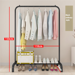 Porte-vêtements ménage <span class=keywords><strong>Simple</strong></span> suspendu cintre <span class=keywords><strong>Simple</strong></span> <span class=keywords><strong>Double</strong></span> pôle cintres <span class=keywords><strong>étagère</strong></span>s avec roue porte-vêtements - Product Image 3