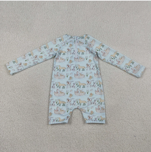 Traje de Baño Enterizo Azul con Diseño de Animales de Granja para Niños S0701 - Product Image 2