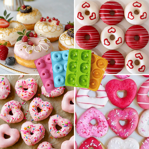 BPA miễn phí 6 khoang không dính Silicone <span class=keywords><strong>Donut</strong></span> khuôn dễ dàng làm sạch bánh BAKING Pan cho 3D bánh rán Pastry công cụ cho Mousse bánh nướng - Product Image 6