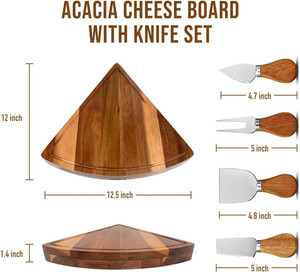 Cá nhân tam giác xoay mở pho mát <span class=keywords><strong>Board</strong></span> Tabletop Keo Gỗ charcuterie bảng với Knife Set - Product Image 2