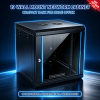 Kabinet Data Dinding 19 Inch 4U/6U/9U Tahan Air Rak Server Jaringan Terkunci Pintu Kaca Hitam Sistem Switch Jaringan Sekolah
