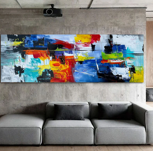 Bức tranh sơn dầu làm bằng tay đầy màu sắc toàn cảnh đầy màu sắc trừu tượng biển đóng khung tường nghệ thuật hiện đại Cảnh Biển Lớn - Product Image 4