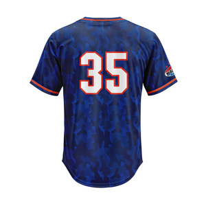 Men Women Quick Dry Polyester <b>Camo</b> Baseball Jersey All Over Sublimation Print Red Piping Short Sleeve Button Up Softball Tee - Product Image 2
