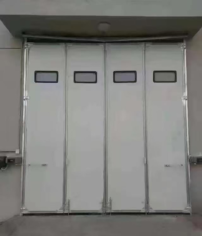 Сверхпрочная толкающая стальная пластина, Противоударная ветрозащитная теплоизоляционная переводная промышленная раздвижная Складная Дверь