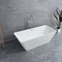 Baignoire autoportante moderne de luxe en acrylique blanc Surface solide Ovale Intérieur/Extérieur Adultes Trempage Rectangle Egouttoir Appartement