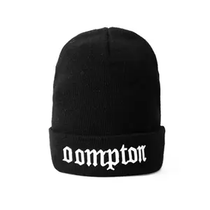 Topi rajut wol gaya Ski Beanie bordir 3D kustom bermanset dewasa umum bergaris uniseks katun topi rajutan wol 100%