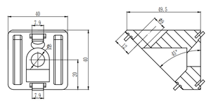 تركيبات الزوايا 4040 قوس الزوايا المائل 45 درجة موصل ل 4040 مظهر ألومنيوم - Product Image 6