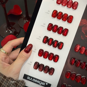 Ensemble de vernis à ongles en gel UV effet œil de chat, série rouge, 10 couleurs, gel magnétique pour manucure en salon - Product Image 3