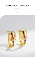 Boucles d'oreilles clous de luxe léger haut de gamme pour femme, en argent sterling S925 plaqué, avec zircon coloré en forme d'étoile, pour le commerce transfrontalier