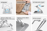 Nouveauté : Support d'ordinateur portable pliable rotatif à 360 degrés en alliage d'aluminium, support ventilé pour ordinateur et tablette, support de bureau portable