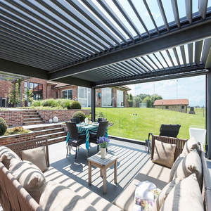 אלומיניום bioclimatic מודרני מותאם אישית גוזבו חיצונית מתכווננת זזת זכוכית ביתן ממונע דלת זכוכית - Product Image 3