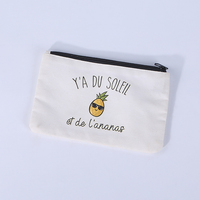 Pochette zippée en toile de coton réutilisable, portable et recyclable, motif lettres, personnalisable pour maquillage et cosmétiques