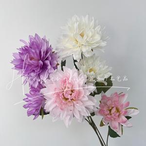 Fleurs en pleine floraison, pivoines artificielles en polyester, décorations de mariage faites à la main, rose, violet, blanc - Product Image 1