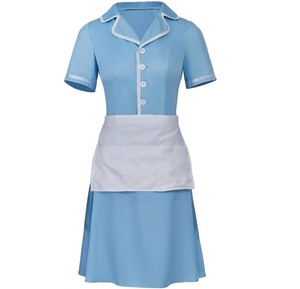 Costume <span class=keywords><strong>de</strong></span> cosplay <span class=keywords><strong>de</strong></span> serveuse musicale pour femmes, robe <span class=keywords><strong>de</strong></span> <span class=keywords><strong>femme</strong></span> <span class=keywords><strong>de</strong></span> chambre bleue, uniforme avec tablier - Product Image 3