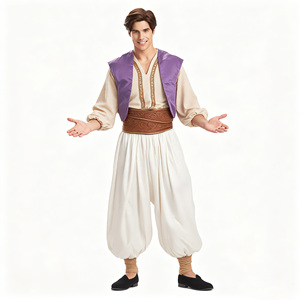 Disfraz de Aladdín para Hombre Adulto, Conjunto Completo con Chaleco Morado, Camisa, Pantalones Holgados, Traje de Cosplay para Halloween y Carnaval - Product Image 1