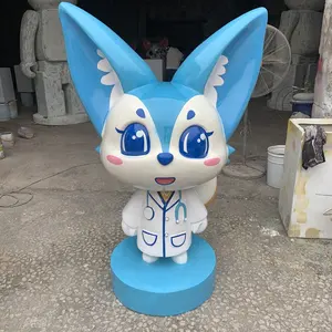 Fiberglass fox with big ears cartoon Doctor figure animal model statue Clinic welcome cartoon doll ornaments