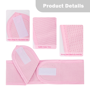 Bandeau en coton gaufré personnalisé pour spa et sport, réglable, absorbant la transpiration, pour femmes, maquillage, cosmétiques, serviette de douche - Product Image 3