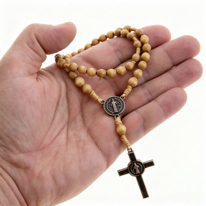 Rosario Católico de Madera de <span class=keywords><strong>San</strong></span> <span class=keywords><strong>Benito</strong></span> para Hombre y Mujer, Collar para Oración Diaria, Protección Espiritual, Cuentas con Cruz de <span class=keywords><strong>San</strong></span> <span class=keywords><strong>Benito</strong></span>, Regalo Religioso - Product Image 1