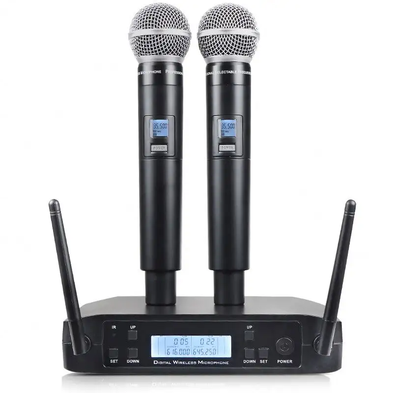 professional proSM58 Cheap Price Uhf Dual Channel Handheld Long Range Wireless Microphone