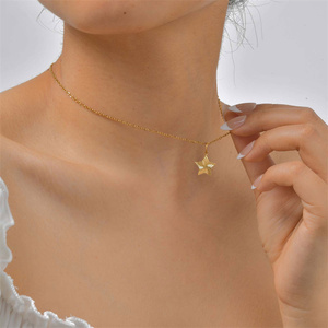 Línea espiral sin deslustre para mujer, colgante de estrella de la suerte, patrón de remolino, Gargantilla de estrella de noche de verano, collar - Product Image 5