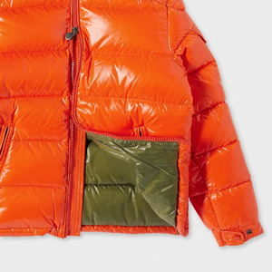 Blouson matelassé à capuche orange pour homme, coupe-vent, fermeture éclair, manteau d'hiver décontracté, coupe régulière, extérieur en polyester, rembourrage épais 2026 - Product Image 5