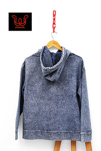 Sweat à capuche en denim tricoté pour homme, mélange de coton premium, sweat à capuche décontracté avec poche kangourou - Product Image 6