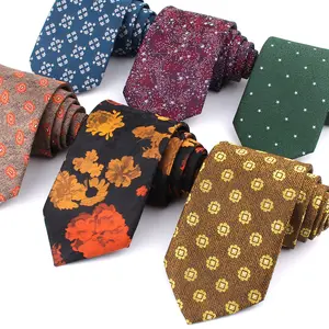 Krawatten für Männer Vintage Floral 8cm Breite Polyester Custom Tie Slim Striped Luxus Krawatten für Hochzeit Business Anzüge Krawatten