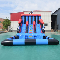Toboggan aquatique gonflable commercial de haute qualité avec piscine à jets d'eau, combo de jeux aquatiques d'extérieur pour fêtes familiales et carnavals