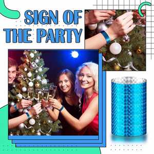 Pulseras VIP Brillantes de Forma Ancha con Logotipo Personalizado, Color Dorado y Azul, Desechables - Product Image 4