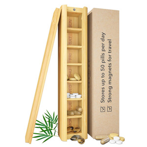 กล่องยาไม้ไผ่ 5 ช่องสำหรับจัดเก็บและจัดระเบียบยา - Product Image 2