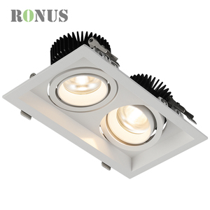 Foco <span class=keywords><strong>LED</strong></span> <span class=keywords><strong>Rectangular</strong></span> de doble cabeza, luz de techo COB, empotrada, cuadrada, ajustable, 12W x 2 - Product Image 2