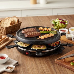 Parrilla Eléctrica Multifuncional para Raclette para 6 Personas, Parrilla Redonda Antiadherente para Fiestas en Interiores con Mini Moldes para Queso - Product Image 5