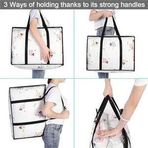 최고의 품질 점보 명확한 PVC 창 방진 접이식 담요 퀼트 스토리지 가방 핸들