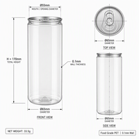 Botella de Plástico PET Redonda para Jugo, Apta para Alimentos, con Tapa de Aluminio con Anillo de Apertura, para Bebidas y Refrescos, Superficie Serigrafiada