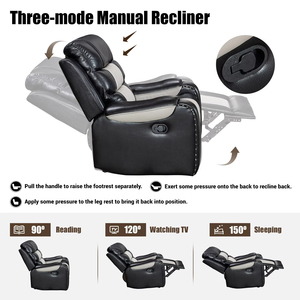 Sofá Reclinable de Cuero Extensible Moderno con Estructura de Madera para Sala de Estar, Cine en Casa y Relajación - Product Image 4