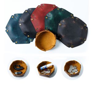 Relatiegeschenk Echt Lederen Valet Tray Desk Organizer Muntendoos Gek Paard Vintage Handgemaakte Bureau Opbergdoos - Product Image 1