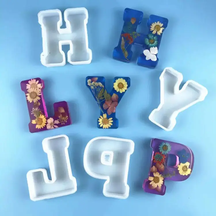 Large Small 26 Letter Resin Silicone Molds DIY Capital Letter Night Light Cake Molud Desktop Craft Birthday Party Decoration Kit