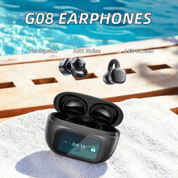 Écouteurs à conduction osseuse G08 Bluetooth 5.4, étanches, pour le sport, avec design confortable à clipser et affichage numérique