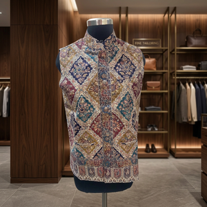 Occasion Ready Men's Jacquard Poly <b>Wool</b> <b>Waistcoat</b> Designed with Regular Fit V Neck Styling for Sophisticated Wedding Dressing - Product Image 3
