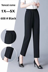 Korean Chic Vintage High Ankle-Length Straight Pants for Women Breathable Office Wear XL <strong>Baggy</strong> Vintage High <strong>Ladies</strong> <strong>Trousers</strong> for - Product Image 3