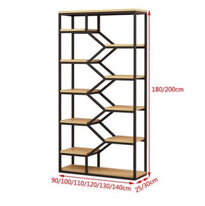 Mueble moderno portátil estantería grande alta, 4 niveles escalera de metal industrial estante de libro madera para sala de estar - Product Image 1