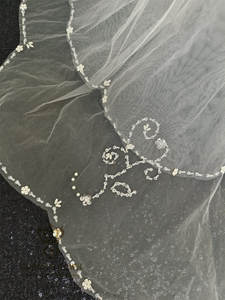 QUEENSGOWN élégant <span class=keywords><strong>voile</strong></span> de mariée perle <span class=keywords><strong>petite</strong></span> fleur avec <span class=keywords><strong>voile</strong></span> de mariée perle pour accessoire de robe de mariée - Product Image 4