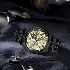 CHAXIGO 6819 <span class=keywords><strong>Montre</strong></span> tendance pour <span class=keywords><strong>homme</strong></span> avec aiguille des secondes rotative, bracelet en acier allié, étanche, sport, affaires, <span class=keywords><strong>montre</strong></span> à quartz pour <span class=keywords><strong>homme</strong></span> - Product Image 4