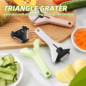Éplucheur-râpeur triangulaire manuel multifonction 3-en-1 en acier inoxydable robuste pour légumes, vente en gros - Product Image 1