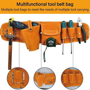Bolsa de Cintura de Cuero Vacuno Genuino para Trabajos de Carpintería, Electricista, Bolsa para Herramientas de Instalación y Renovación, Resistente al Desgaste - Product Image 4