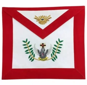Masonic Rose Croix 18th Degree Set Embroidered <b>Leather</b> <b>Apron</b> Gauntlets Collar with Magnetic Feature and Sew-on Badge - Product Image 2