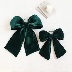 Handmade Velvet Heart-Shaped Bow Plush Flocking Christmas Ornament <b>Cloth</b> Material Home Holiday Wedding Decoration - Product Image 4