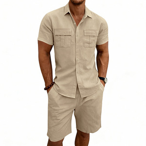 T-shirt ample tricoté à manches courtes de couleur unie pour homme, idéal pour les vacances, collection été 2026 (vente en gros) - Product Image 5