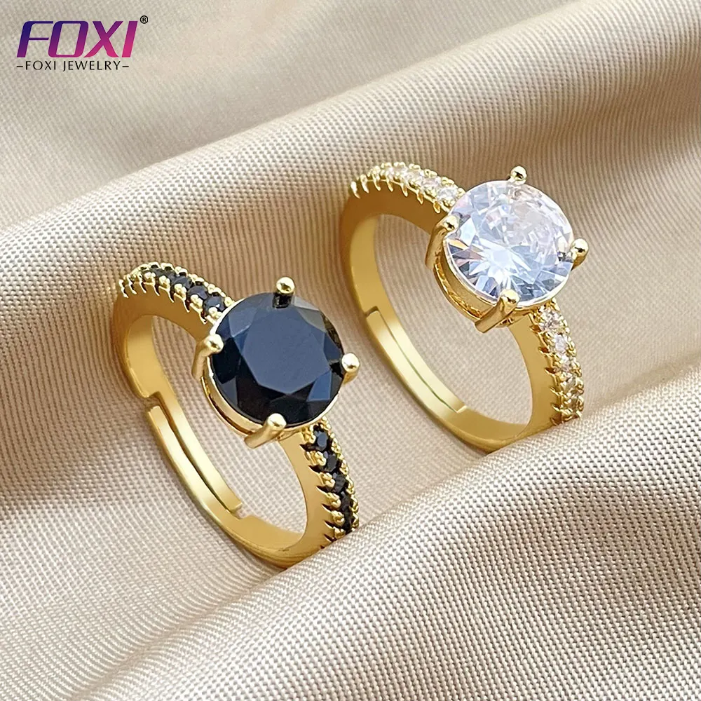 2022 New Personalized Women's 925 Sterling Silver Inlaid Black Zircon Fashion Gold Plated Ring